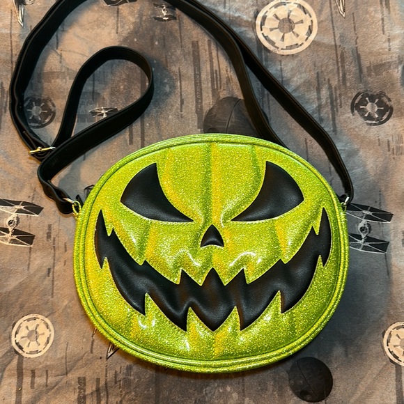 Love Pain and Stitches Handbags - EUC LOVE PAIN AND STITCHES DOUBLE SIDED PUMPKIN KULT GREEN SPARKLE